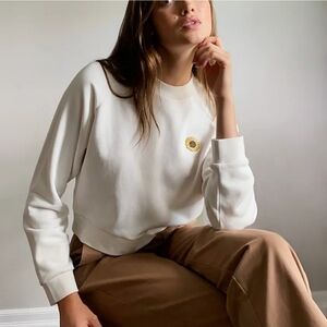 SUNDAY BEST Cream Elle Sweater Sunflower Embroidery Medium Aritzia